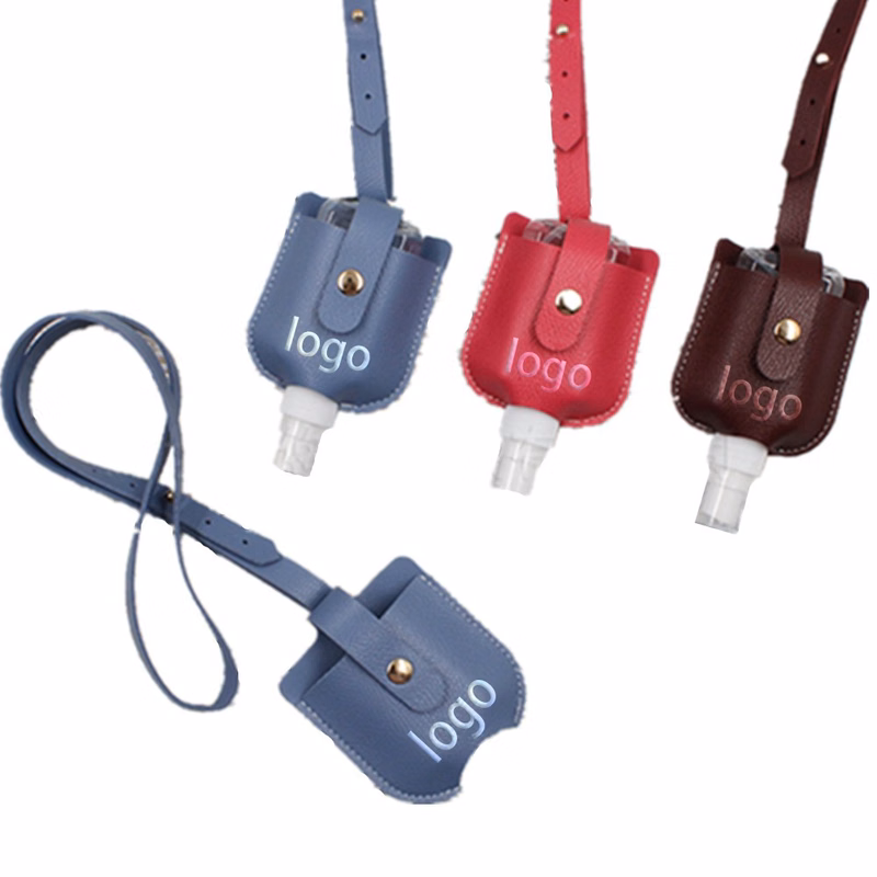 Leather Sanitizer Holder w/Lanyard
