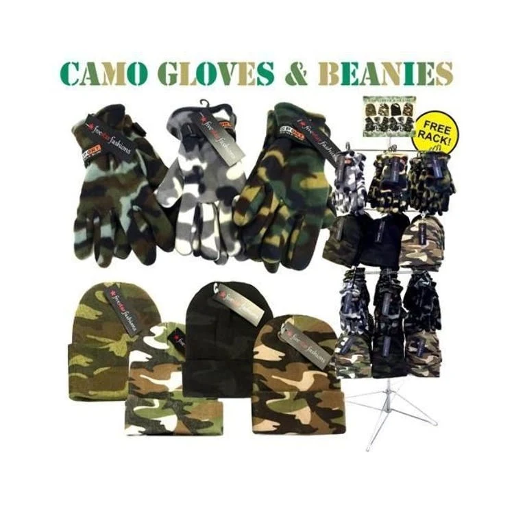 Camouflage Winter Apparel - Gloves & Hats Display included 1