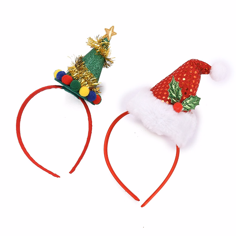 Wholesale Christmas Hair Accessories Red Party Fluffy Cute Christmas Headbands Hair Band