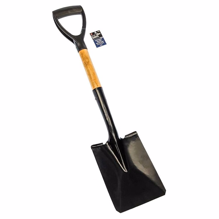 Knurled D-Handle Square Shovel with Wood Handle - 27.5"