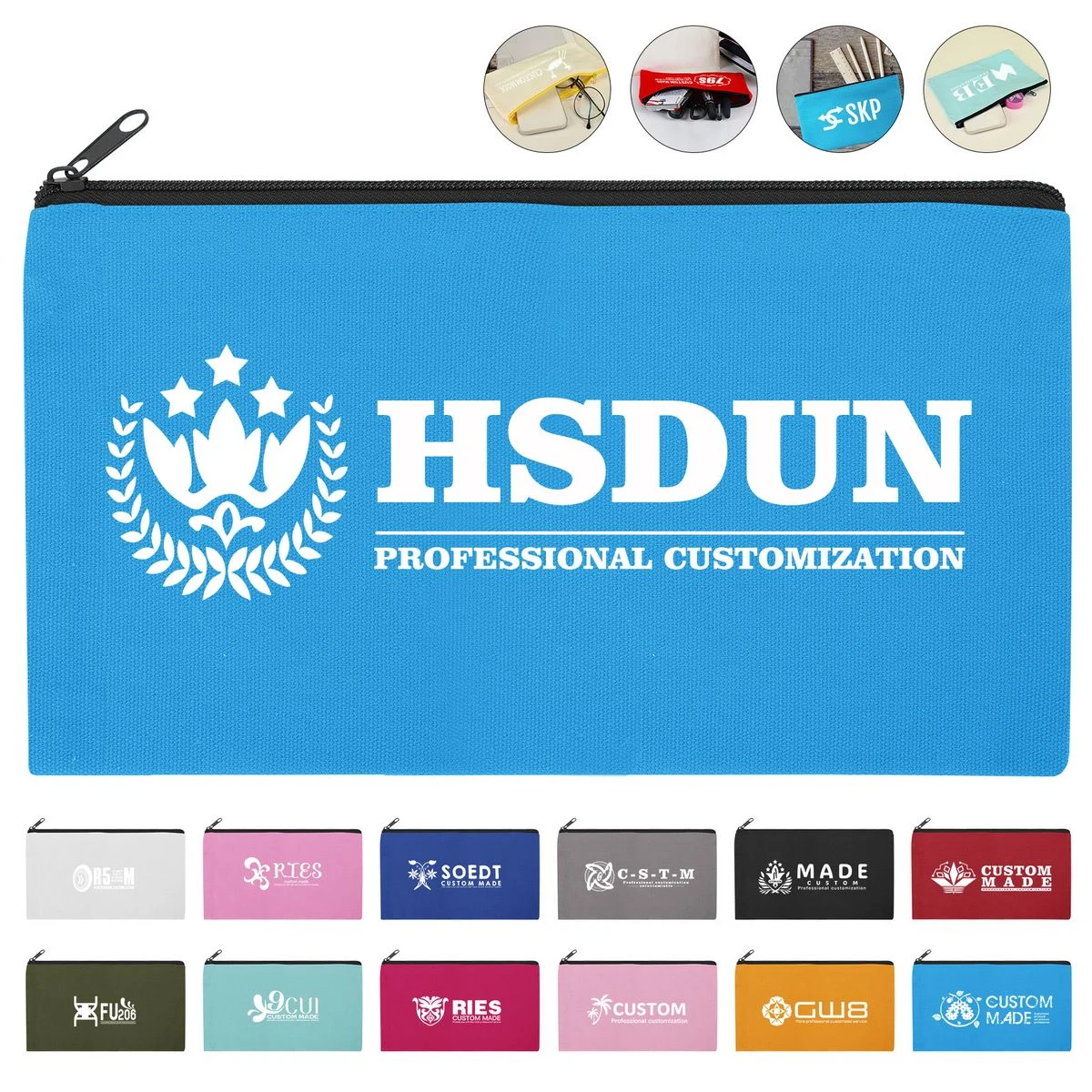 Cotton Canvas Multi Purpose Zipper Pouch, custom tote bag with logo imprint 1