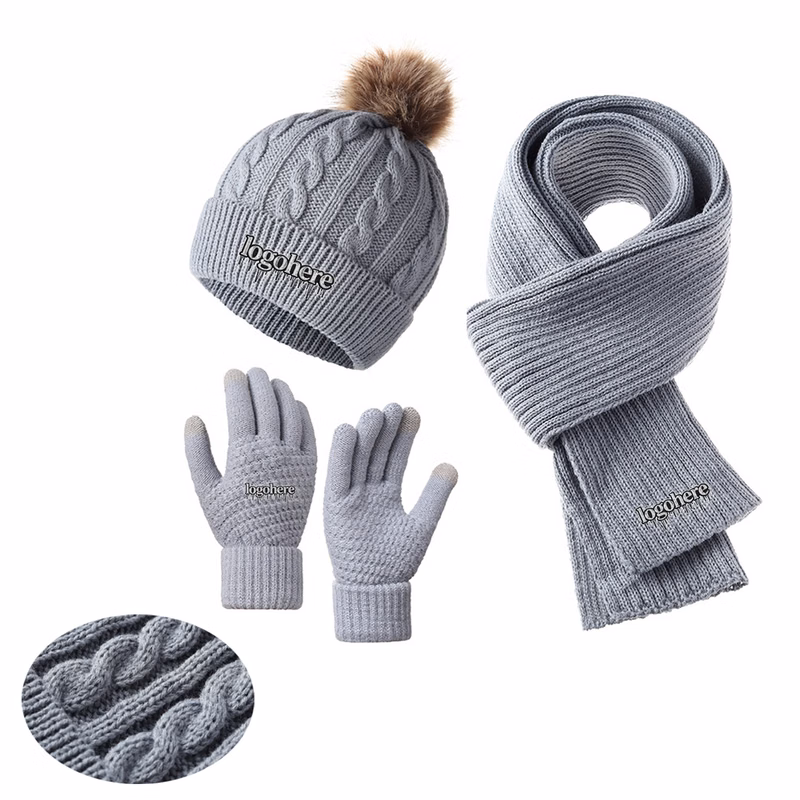 MOQ 10 Acrylic Knit Hat, Scarf, and Glove Set