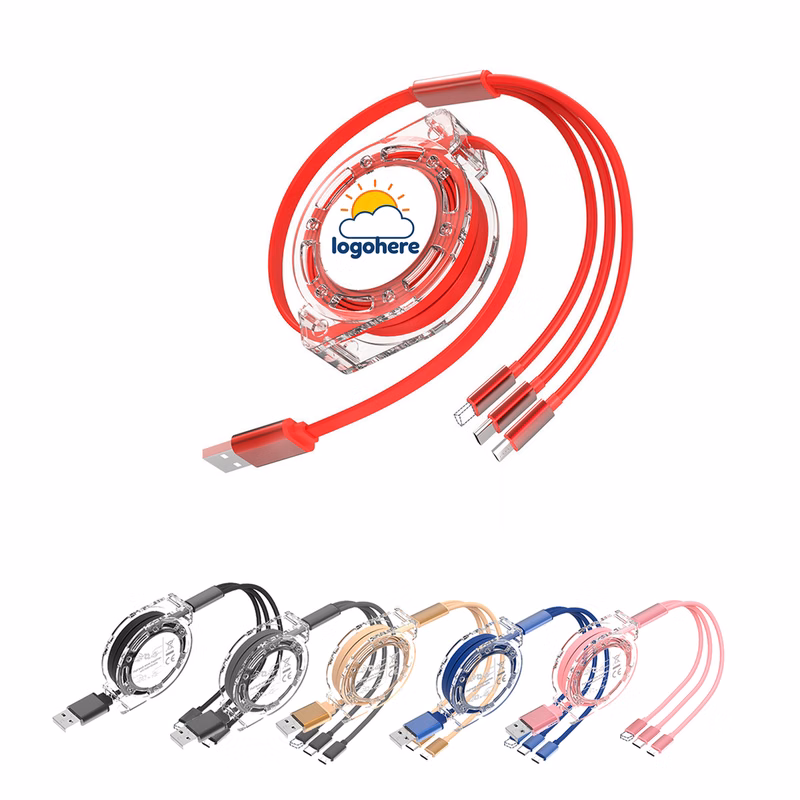 MOQ 50 Retractable Triple-Head Charging Cable