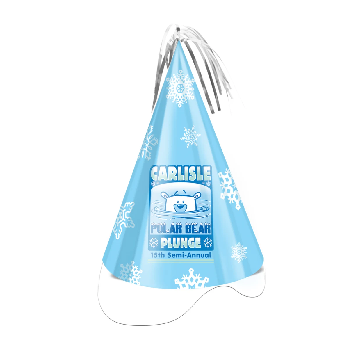 7" Custom Printed Foil Cone Hat w/ Elastic & Foil Tassels 1