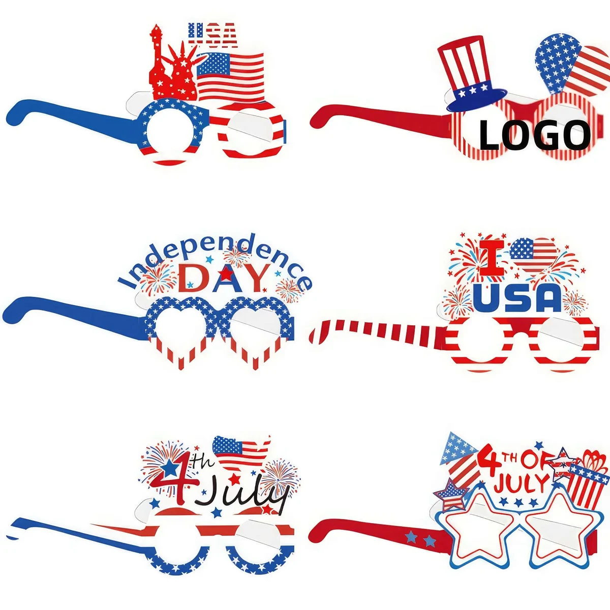 Fourth of July Paper Eyeglasses Patriotic Party Costume 1