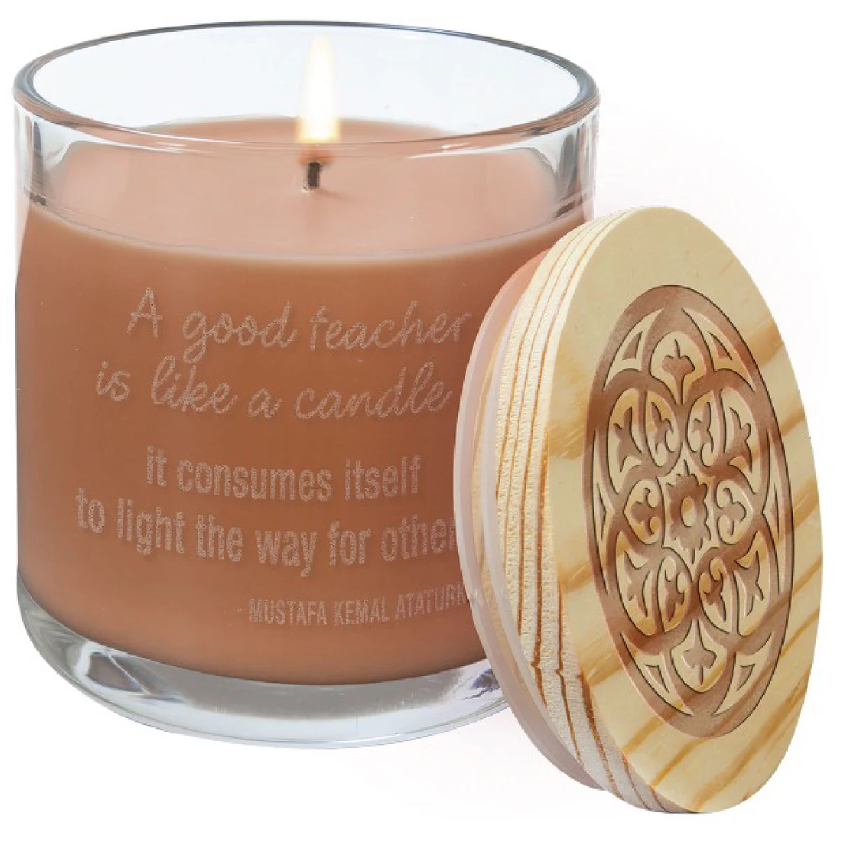 14oz Tropical Coconut Candle in Glass Holder w/ Wood Lid 1