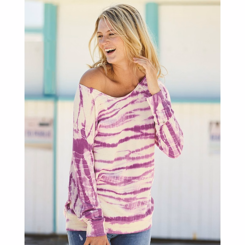 Women's French Terry Off-the-Shoulder Tie-Dyed Sweatshirt - W20173