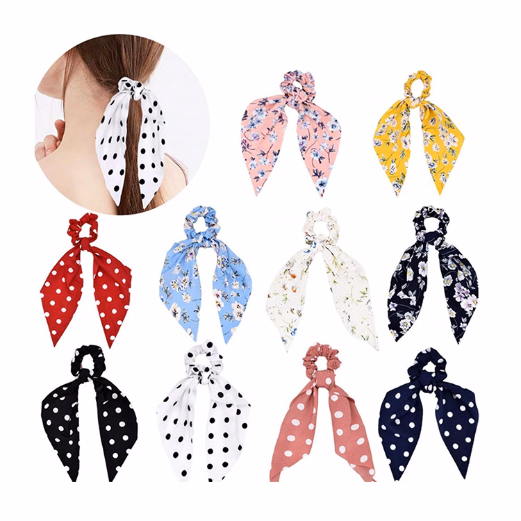 Women Hair Scarf Bowknot Scrunchies Ponytail Holder