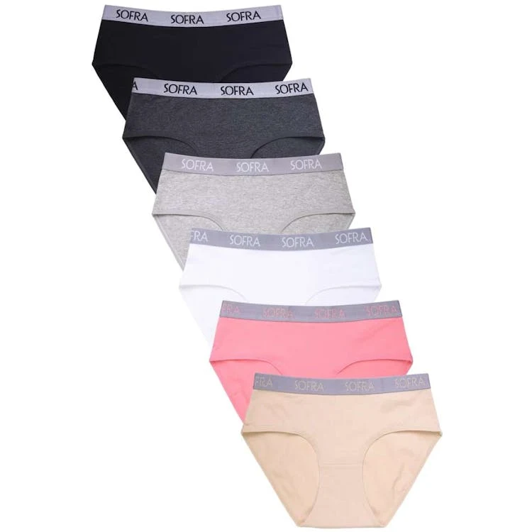 Women's Cotton Bikini Panties - Sizes 6-9 6 Colors Extended Sides 1