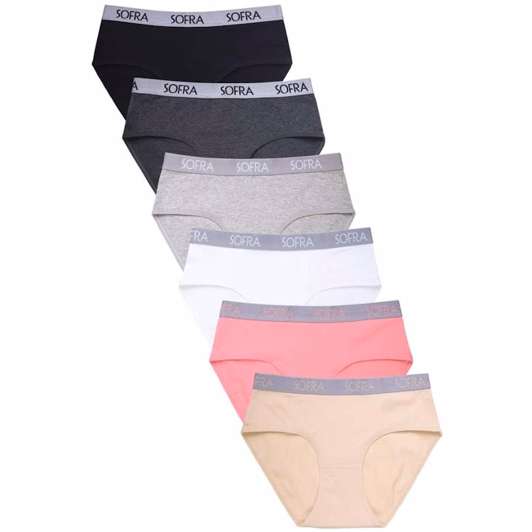 Women's Cotton Bikini Panties - Sizes 6-9 6 Colors Extended Sides