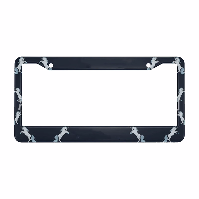 Full Color Custom Aluminum Alloy License Plate Frame 4 Holes Straight Bottom 12.2"L X 6.3"W