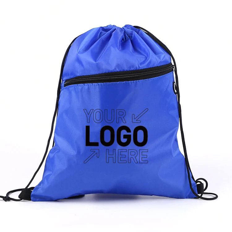 Drawstring Backpack with Front Zipper Pocket Made of 210D polyester material 1