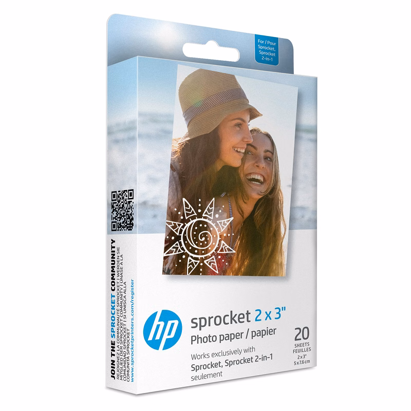 HP Sprocket 2x3" Premium Zink Sticky Back Photo Paper (20 Sheets) Compatible with HP Sprocket Pho...