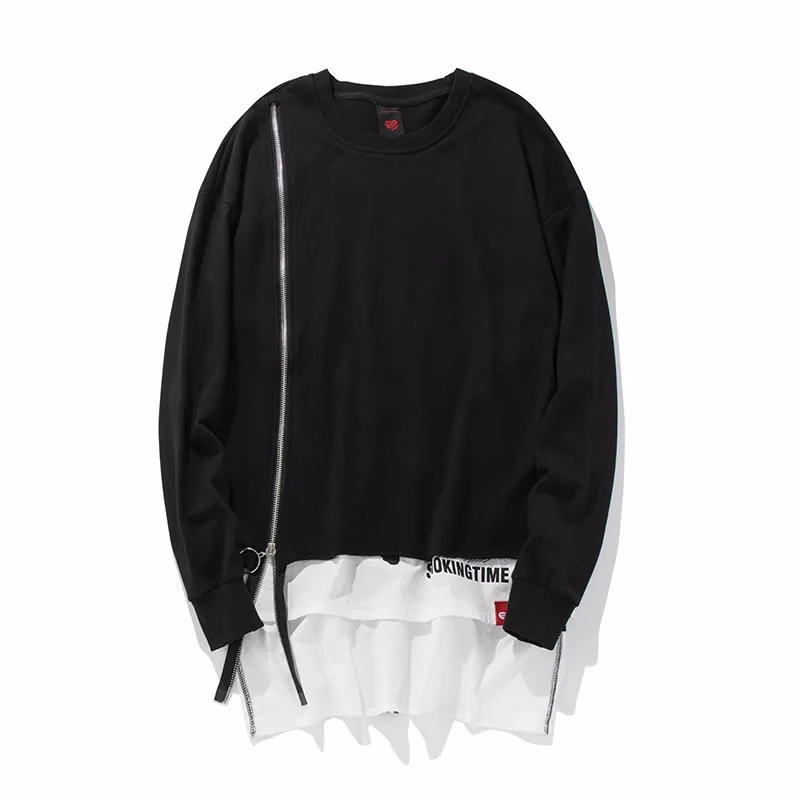 Extended Pullover Sweatshirt with Zippers
