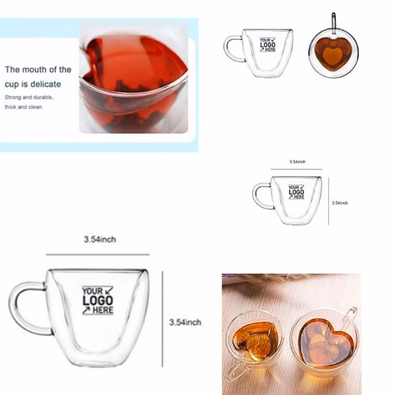 Heart-Shaped Double-Layer Glass Transparent With Handle