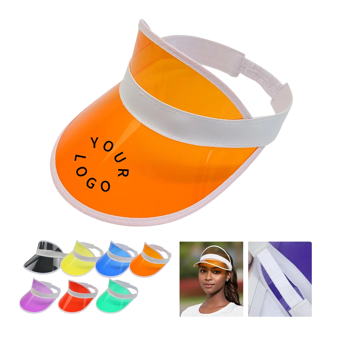 PVC Plastic Clear Sun Visor With Transparent Wide Brim 9.1" X 7.1" X 4" 1
