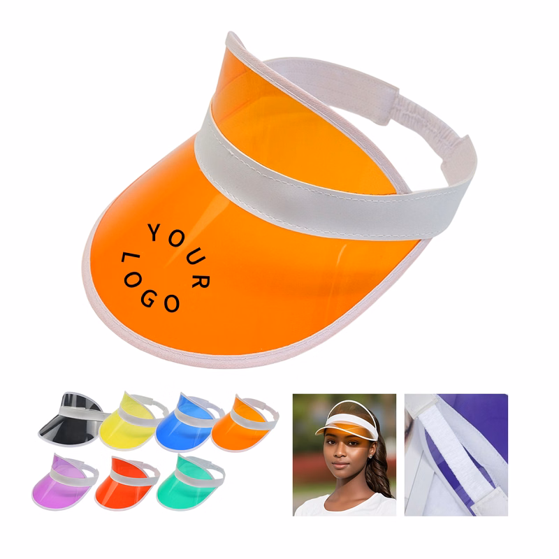 PVC Plastic Clear Sun Visor With Transparent Wide Brim 9.1" X 7.1" X 4"