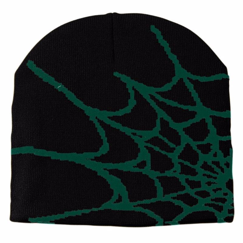 Spider Web Pattern Beanie with Custom Logo