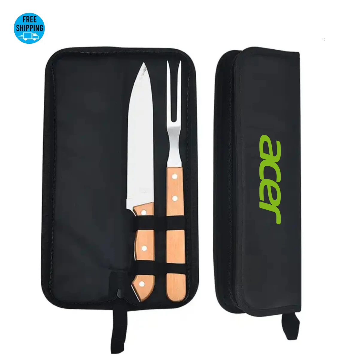 2-Piece BBQ Grill Tool Set with Wood Handle - OCEAN 1