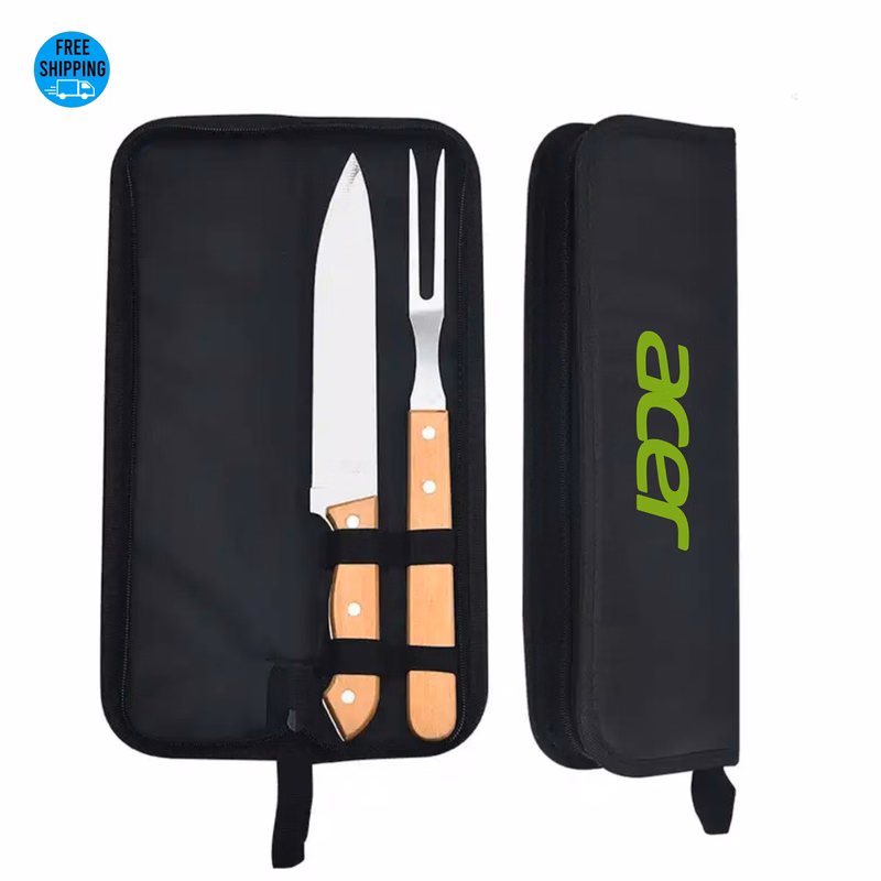 2-Piece BBQ Grill Tool Set with Wood Handle - OCEAN