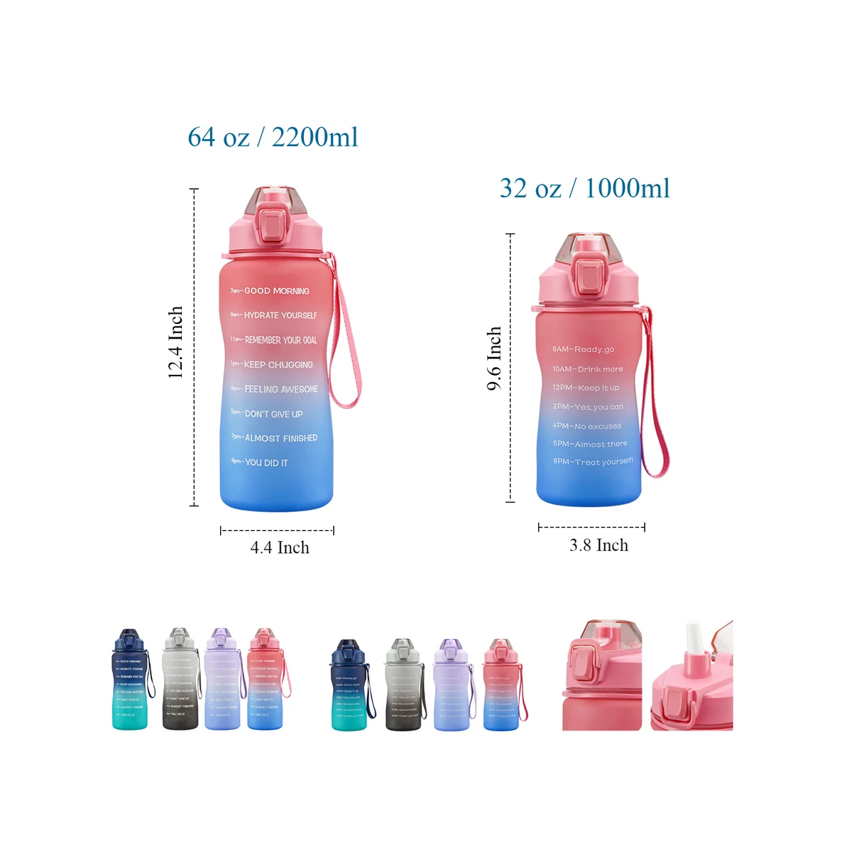 64 oz Large Capacity Wide-Mouth Water Bottle With Straw 1