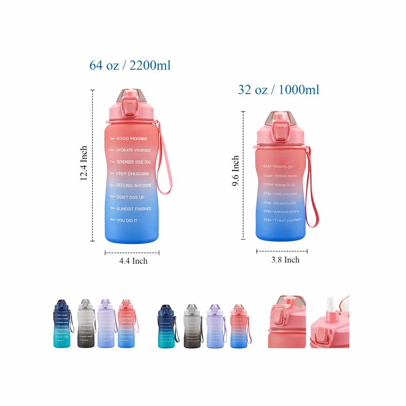 64 oz Large Capacity Wide-Mouth Water Bottle With Straw