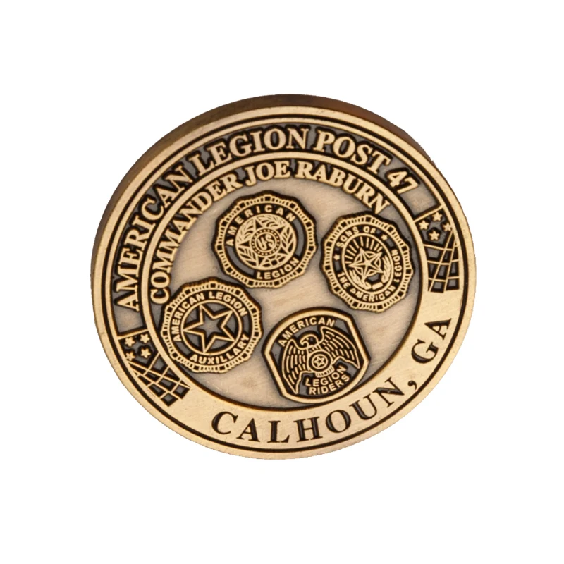 1.5" Zinc No Color Fill Challenge Coins 1