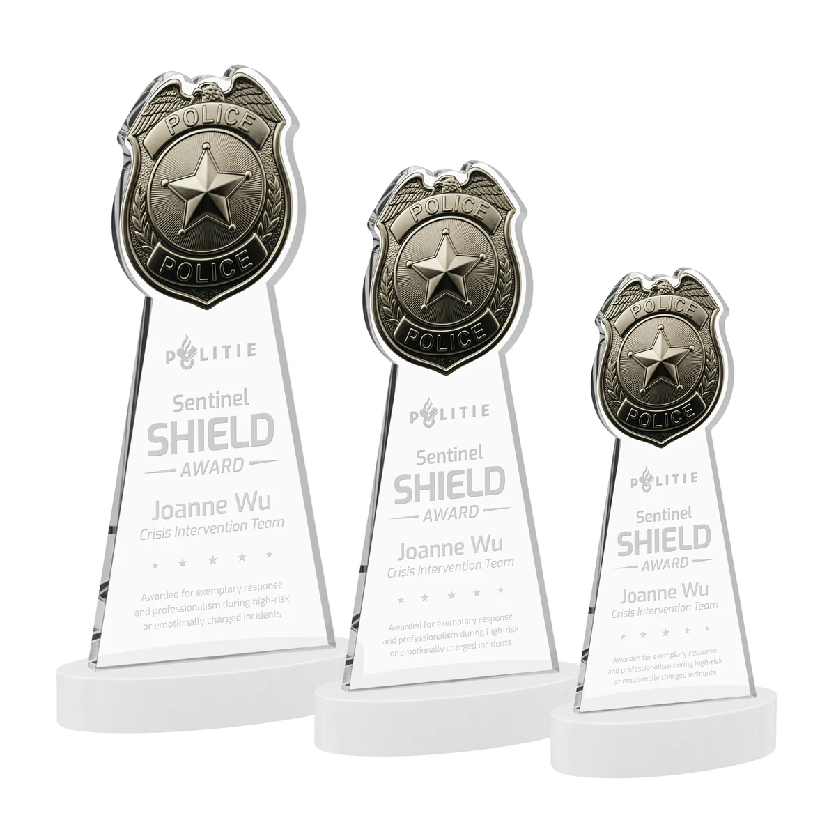 Police Badge Award on Alberton Base - White 1