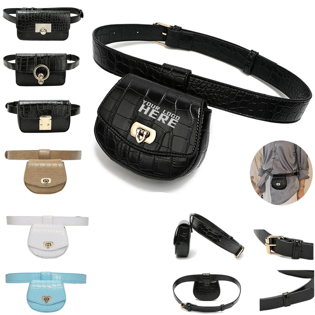 Women PU Leather Belt Bag 1