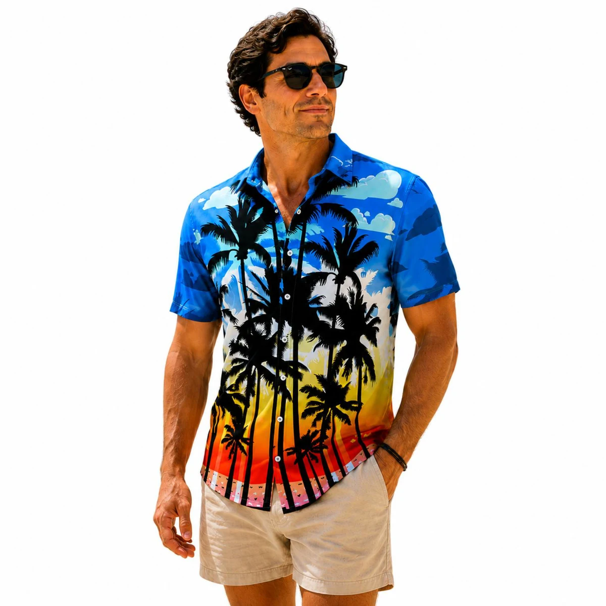 Unisex 135 GSM 4-Way Stretch Sublimation Hawaiian Shirts 1