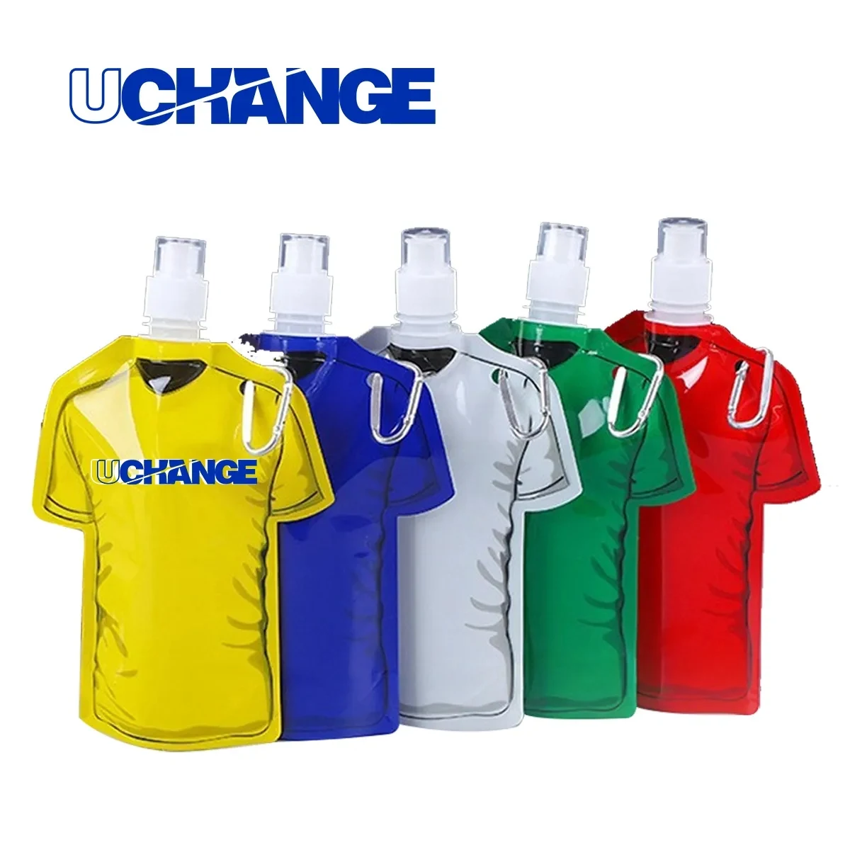 T Shirt Shaped Collapsible Water Bottle With Carabiner 1