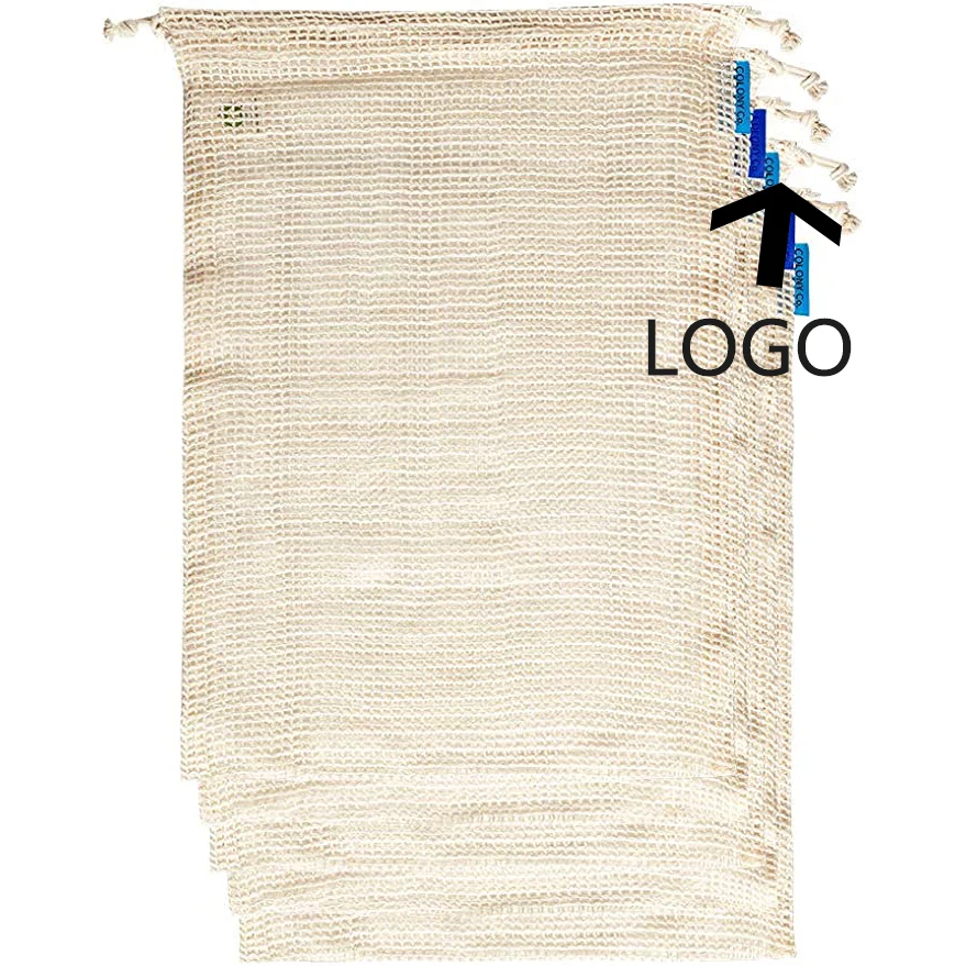 Eco-friendly Drawstring Organic Cotton Mesh Bags 1