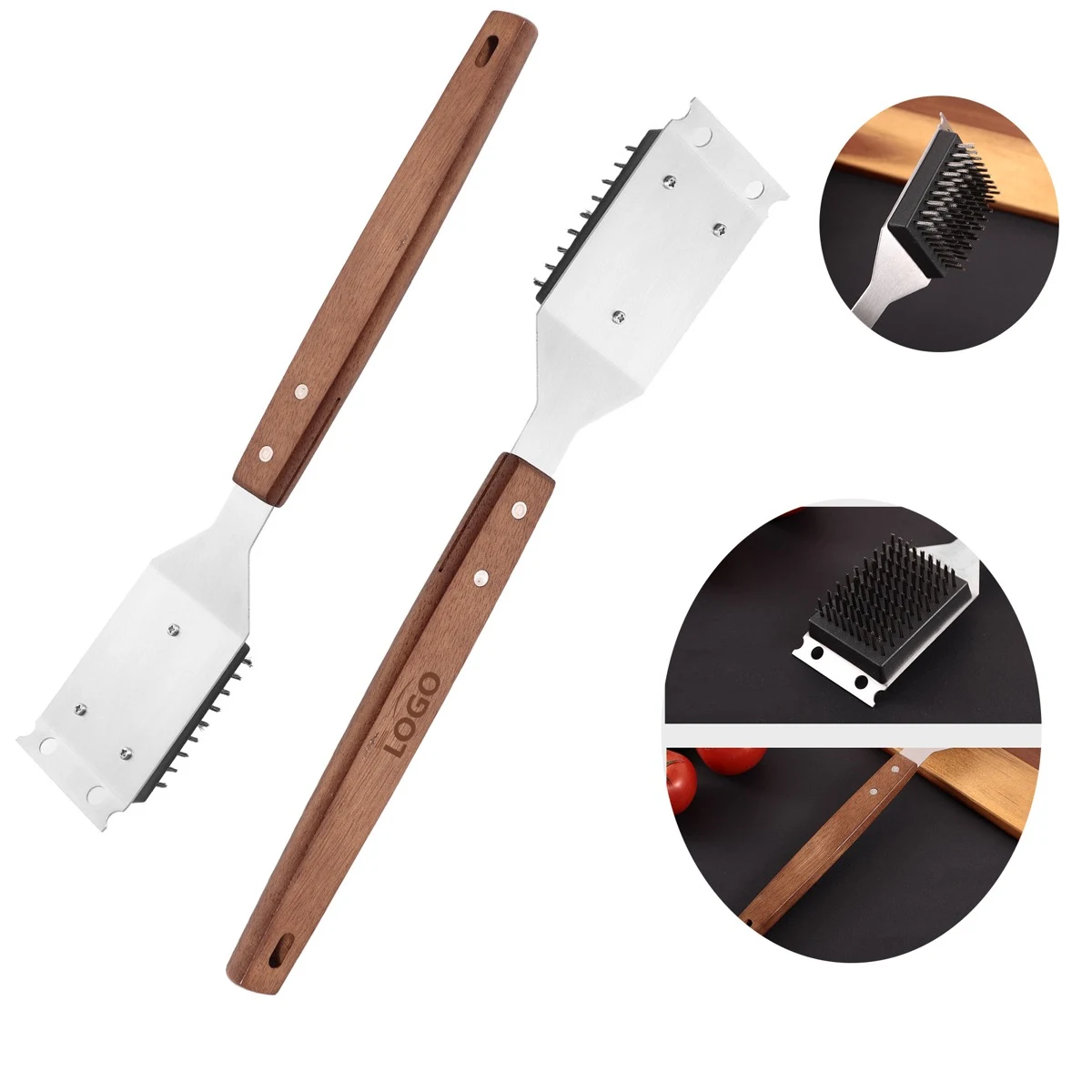 Stainless Steel Wooden-Handled Cleaning Brush 1