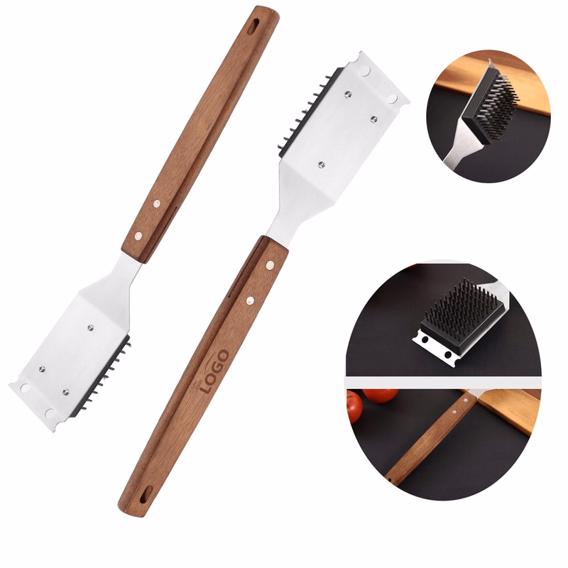 Stainless Steel Wooden-Handled Cleaning Brush