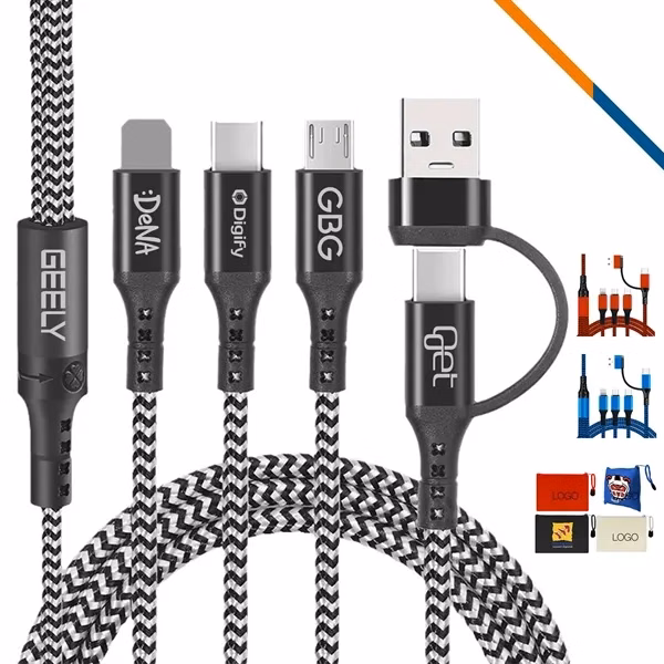 Custom 47-Inch 5in1 Type-C Charging Cable — Multi-Device Professional Grade Charger