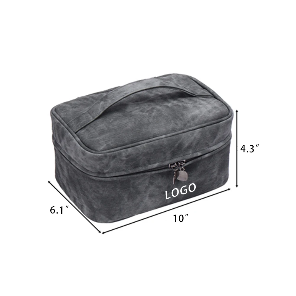 Double-layer denim pattern large-capacity hand-held cosmetic bag 1