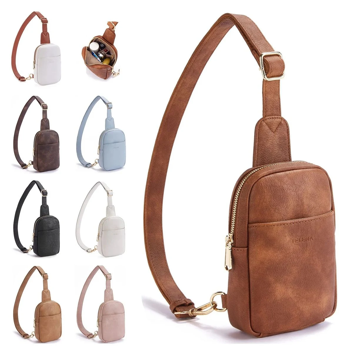 Leather Crossbody Fanny Packs Chest Bag 1