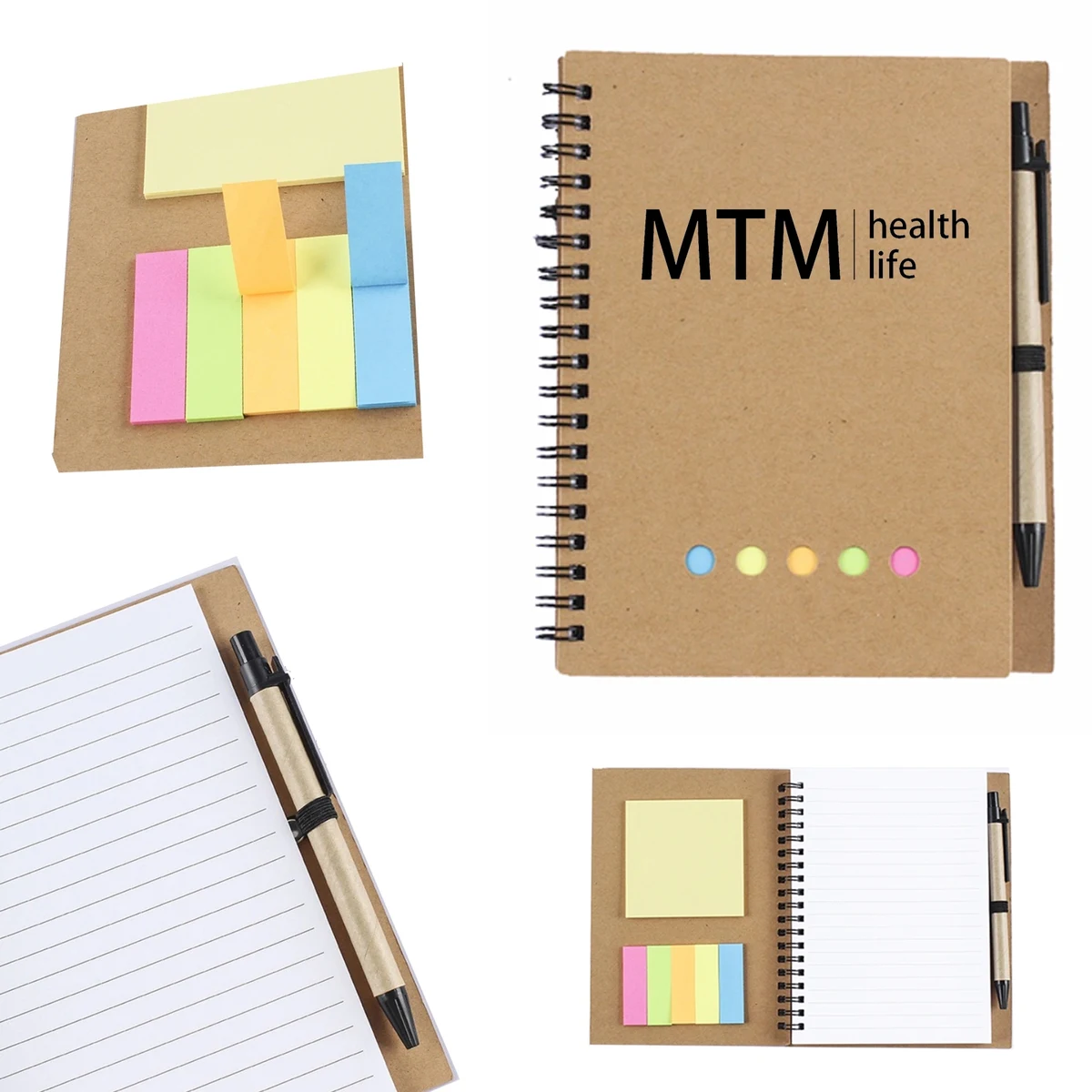 Lined Spiral Notebook w/ Pen Sticky Notes 1