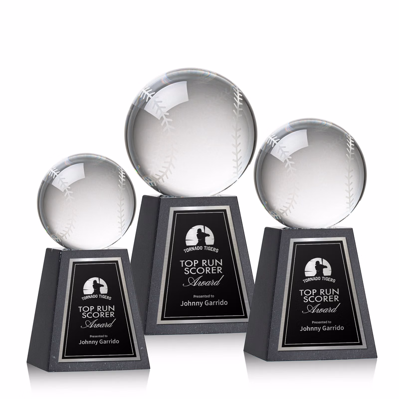 Baseball Award on Tall Marble Base