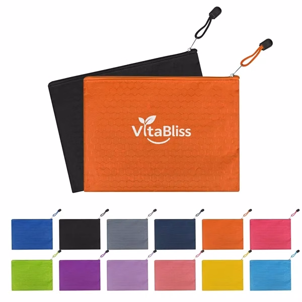 Custom Waterproof Zipper Pouch 9.5 x 7.2 Oxford Fabric — Office Tote Bag Gift