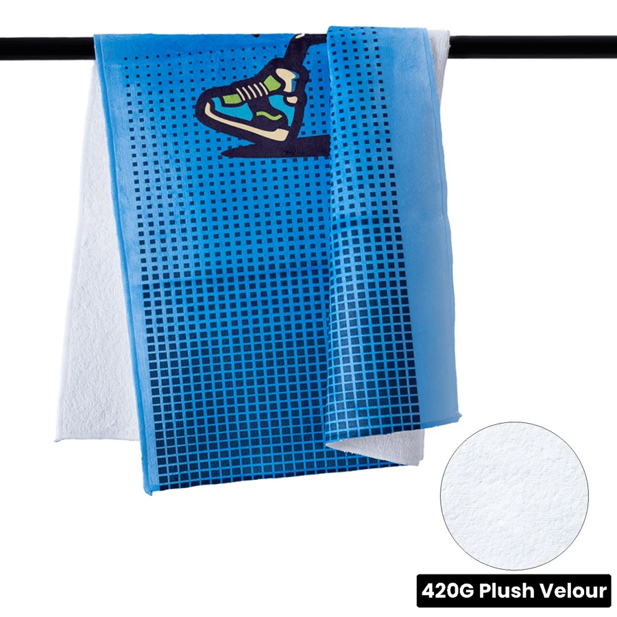 Over-the-Neck Microfiber Plush Velour Gym Towel w/ Cotton 1