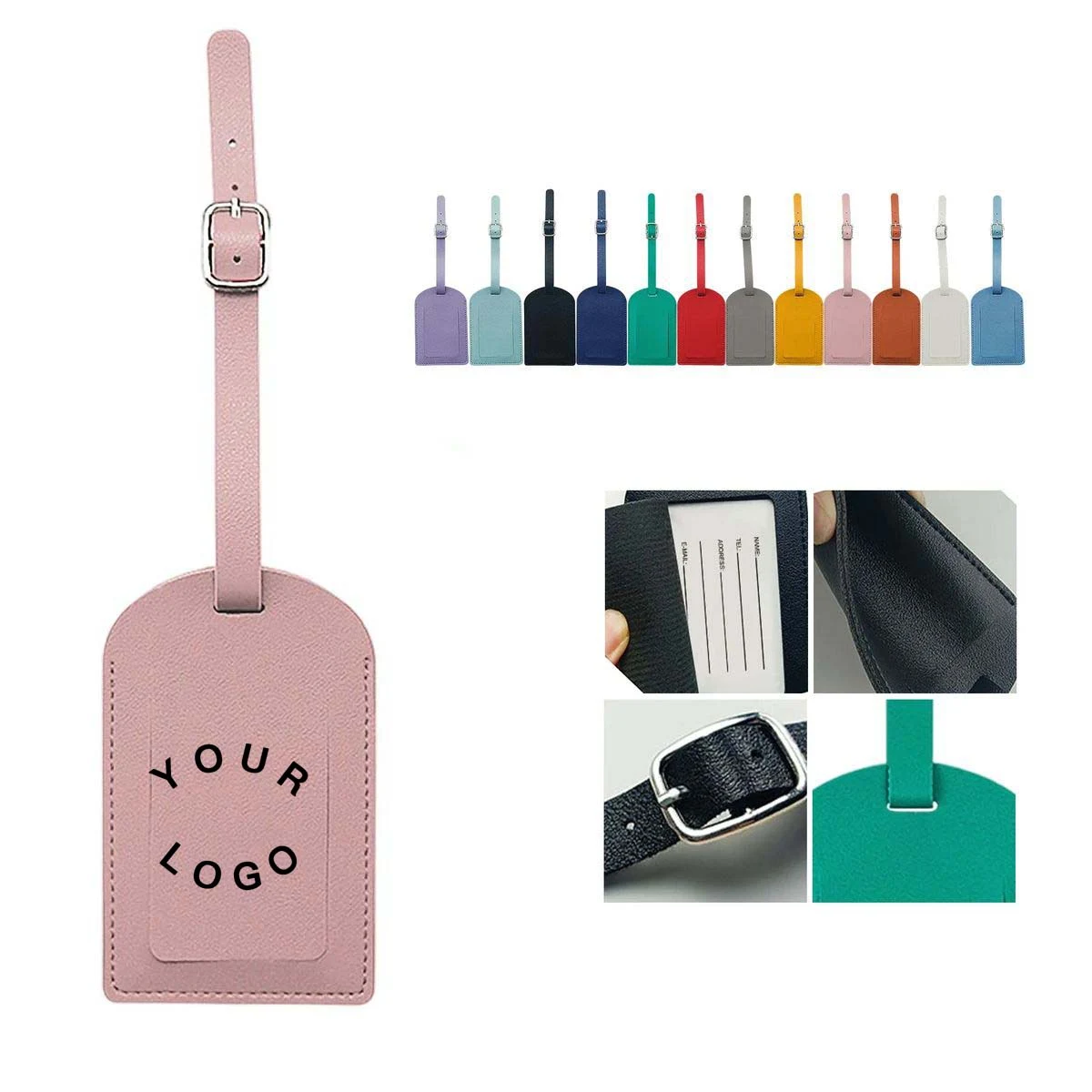 PU Leather Luggage Tag with Privacy Cover 1