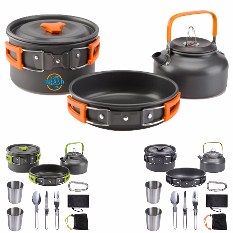 10Pcs Camping Cookware Mess Kit