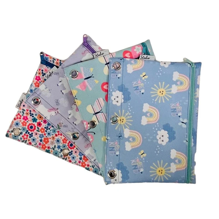 Pencil Pouches - Girls' Fashion Prints Grommet Holes 1