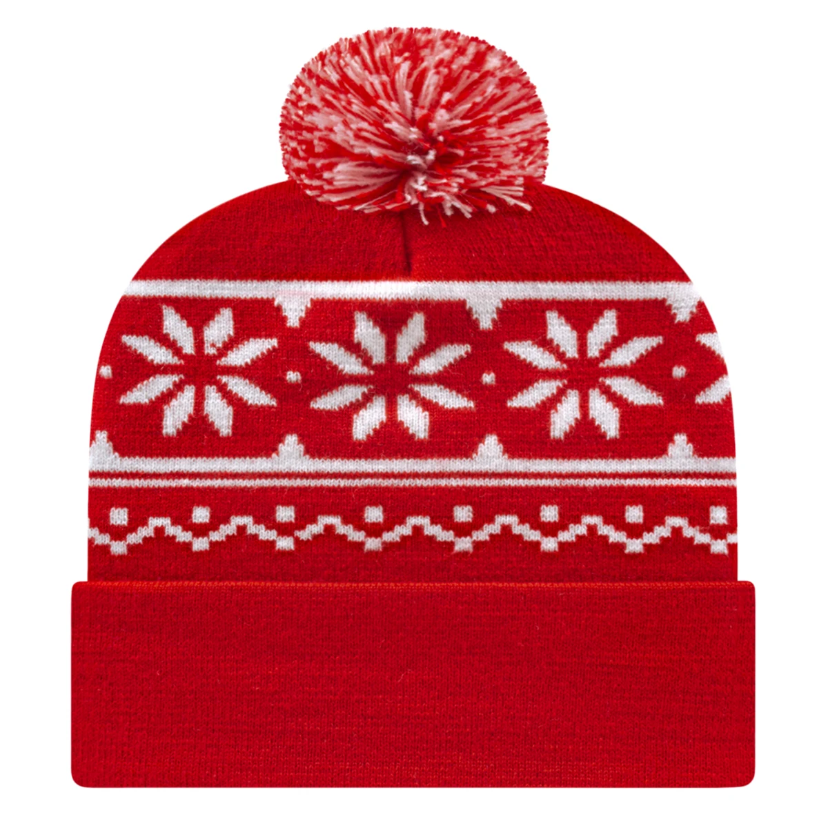 Snowflake Knit Cap with Cuff 1
