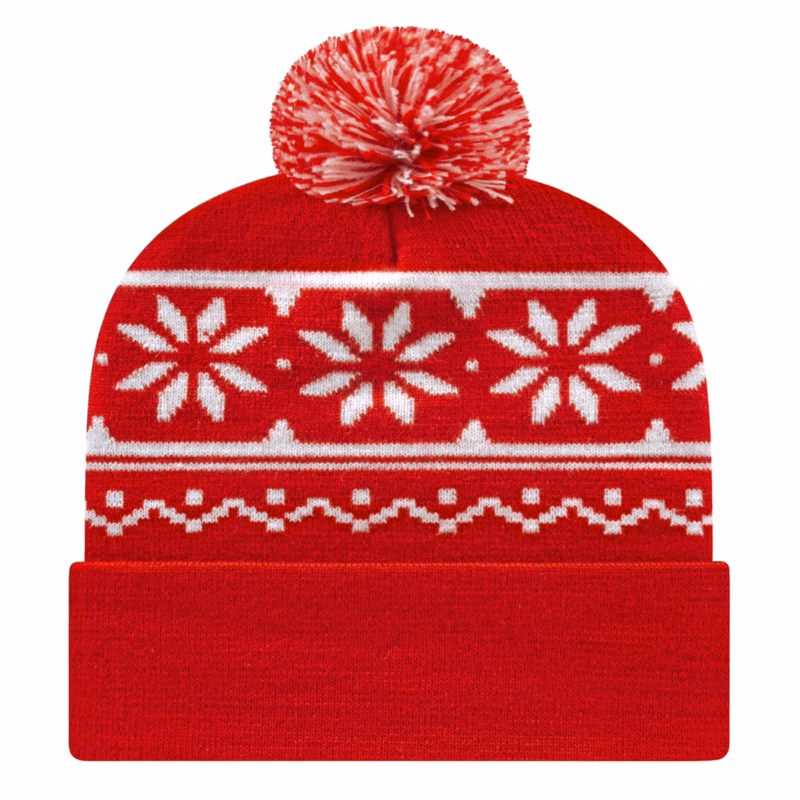 Snowflake Knit Cap with Cuff
