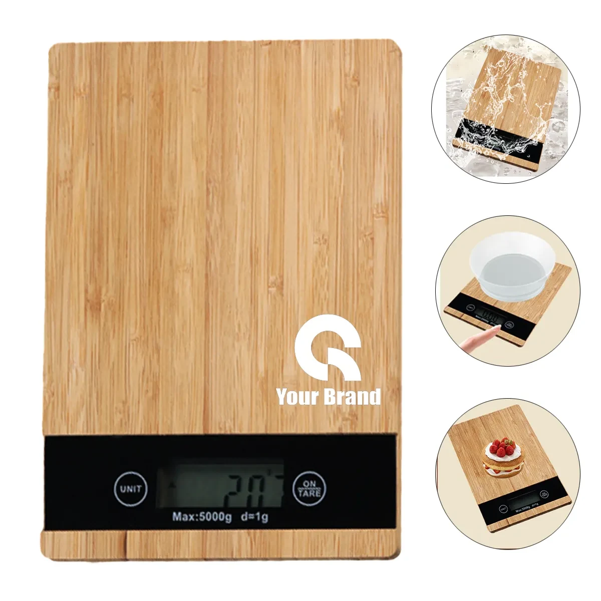 High Precision Bamboo LED Display Electronic Kitchen Scale 1