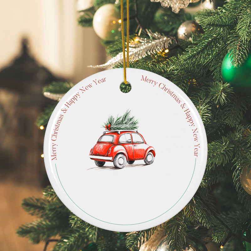 3 Inch Christmas Ceramic Ornaments-Round