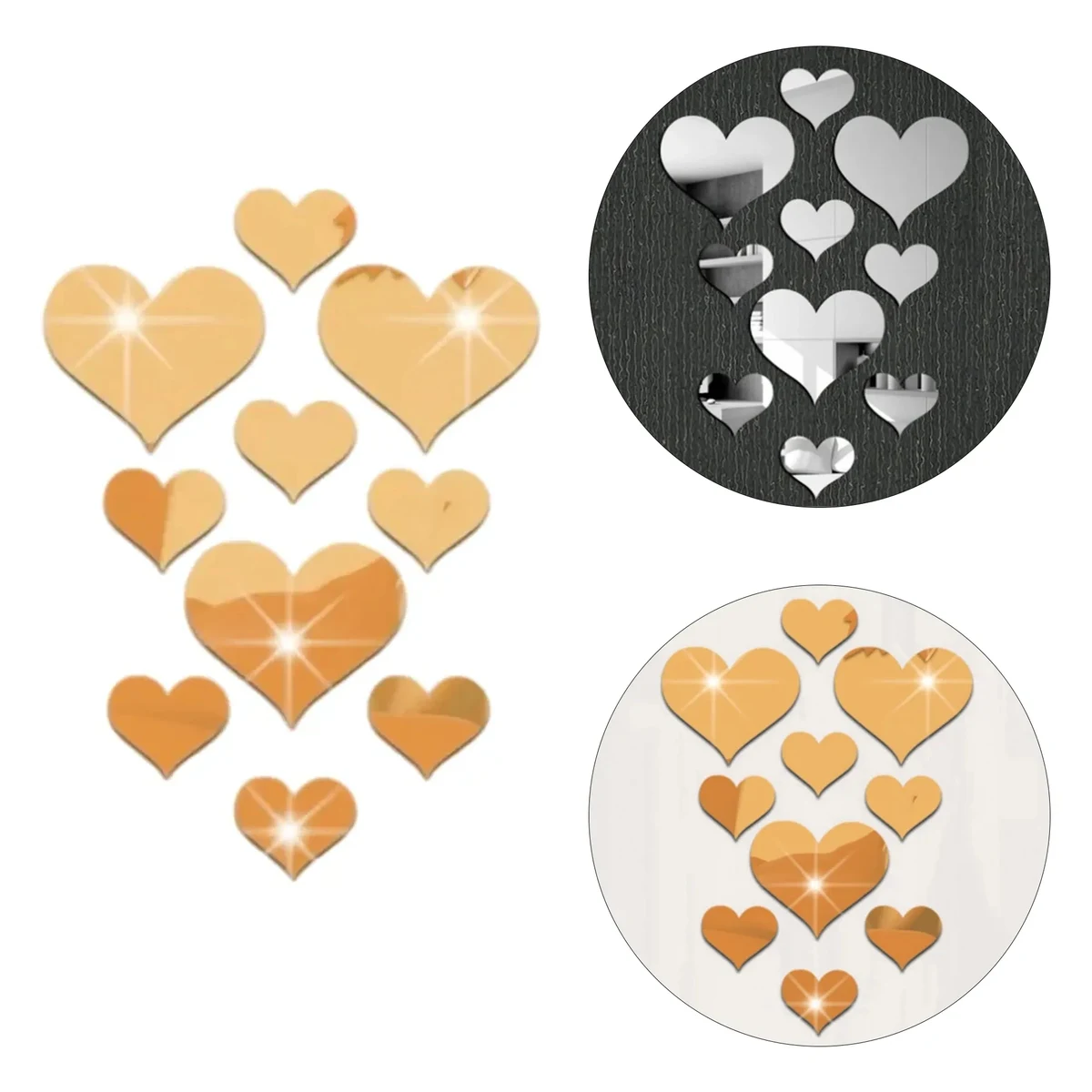 Acrylic Mirror Love Heart Wall Sticker 1
