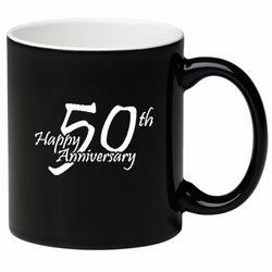 11 oz. White In / Black Out Two Toned C Handle Mug